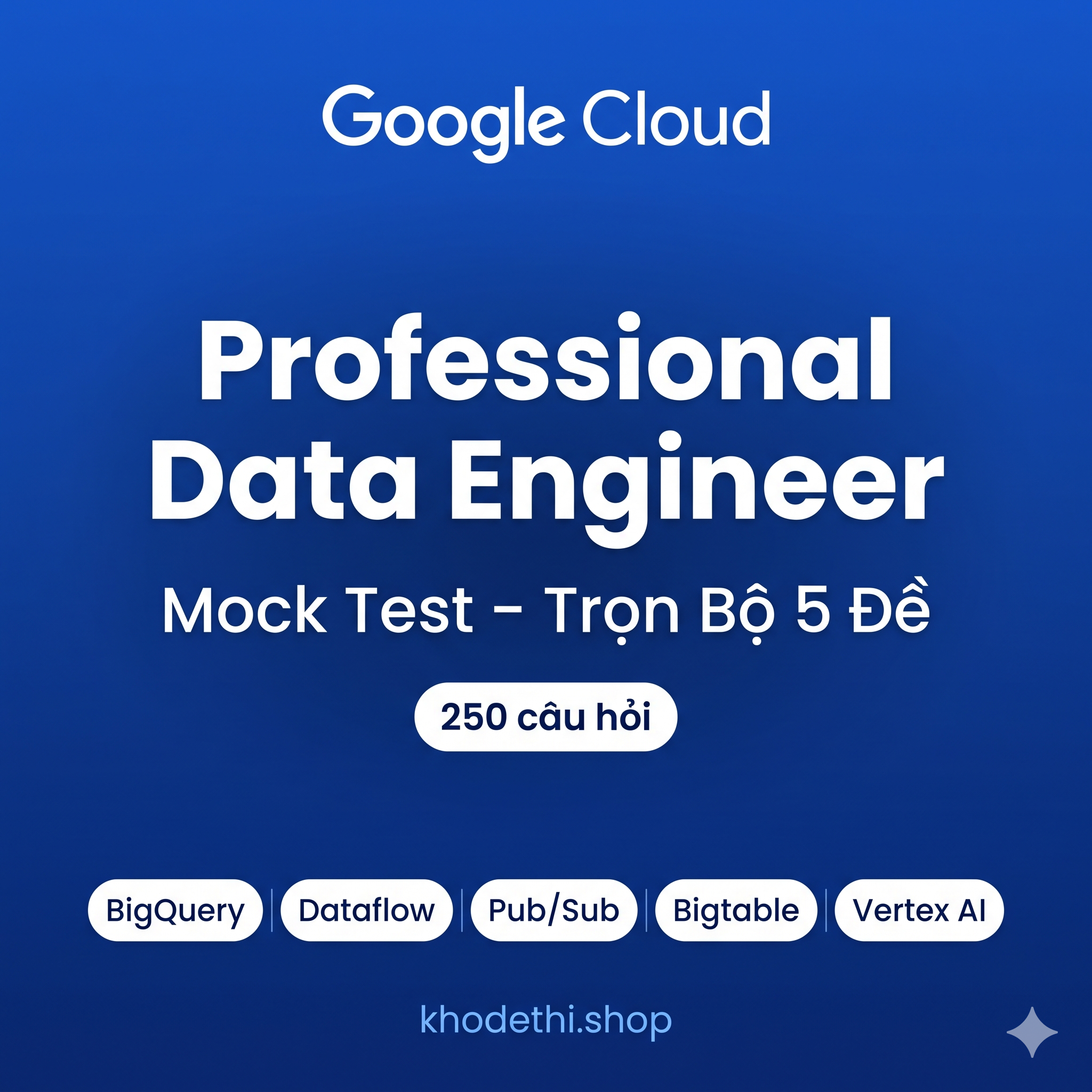 GCP Professional Data Engineer – Bộ 5 Đề Thi Thử Chuẩn Đề Thật | 250 Câu Hỏi + Giải Thích Chi Tiết